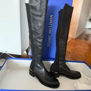 Stuart Weitzman Black Bold Logo Over-the-Knee Boots
